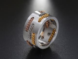 Stainless Steel Triple Colour Chain Ring