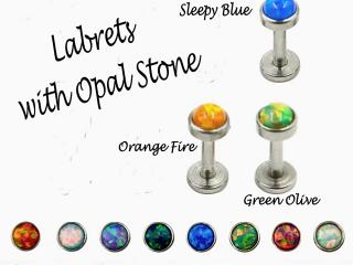 Labret Stud With Opal Stone