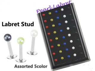 Pearl Labret Studs - Choice Of Colour and Length