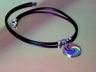 Circular Rainbow Flag Stainless Steel and Leather Choker - Customisable!