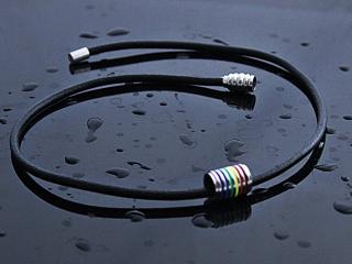 Rainbow Flag Stainless Steel Tube and Leather Choker