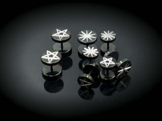 Black Fake Ear Plugs Star Designs