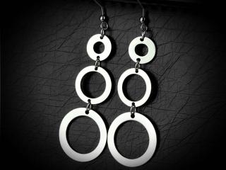 Stainless Steel Triple Circle Dangle Earrings