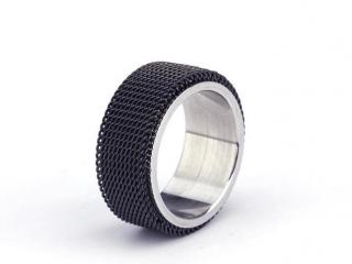Mesh Ring Black or Silver Stainless Steel - Unisex