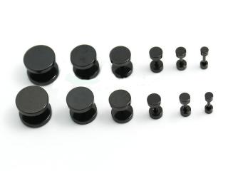 Black Fake Ear Plugs - Stainless Steel & Choice of Size!