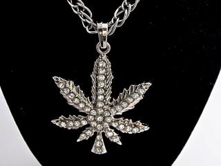 Marijuana Weed Leaf Pendant - Hip Hop Iced Out Style