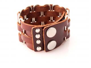 Vintage Punk Wide Cuff "PaperClip" Adjustable Leather Bracelet 