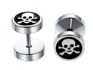 Fake Ear Plug Skull in Stainless Steel