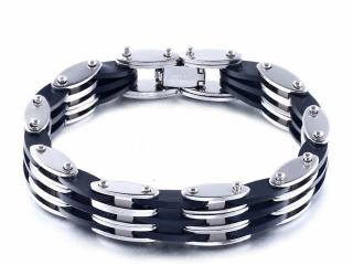 Steel and Silicone Slat Bracelet 