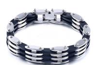 Steel and Silicone Slat Bracelet 