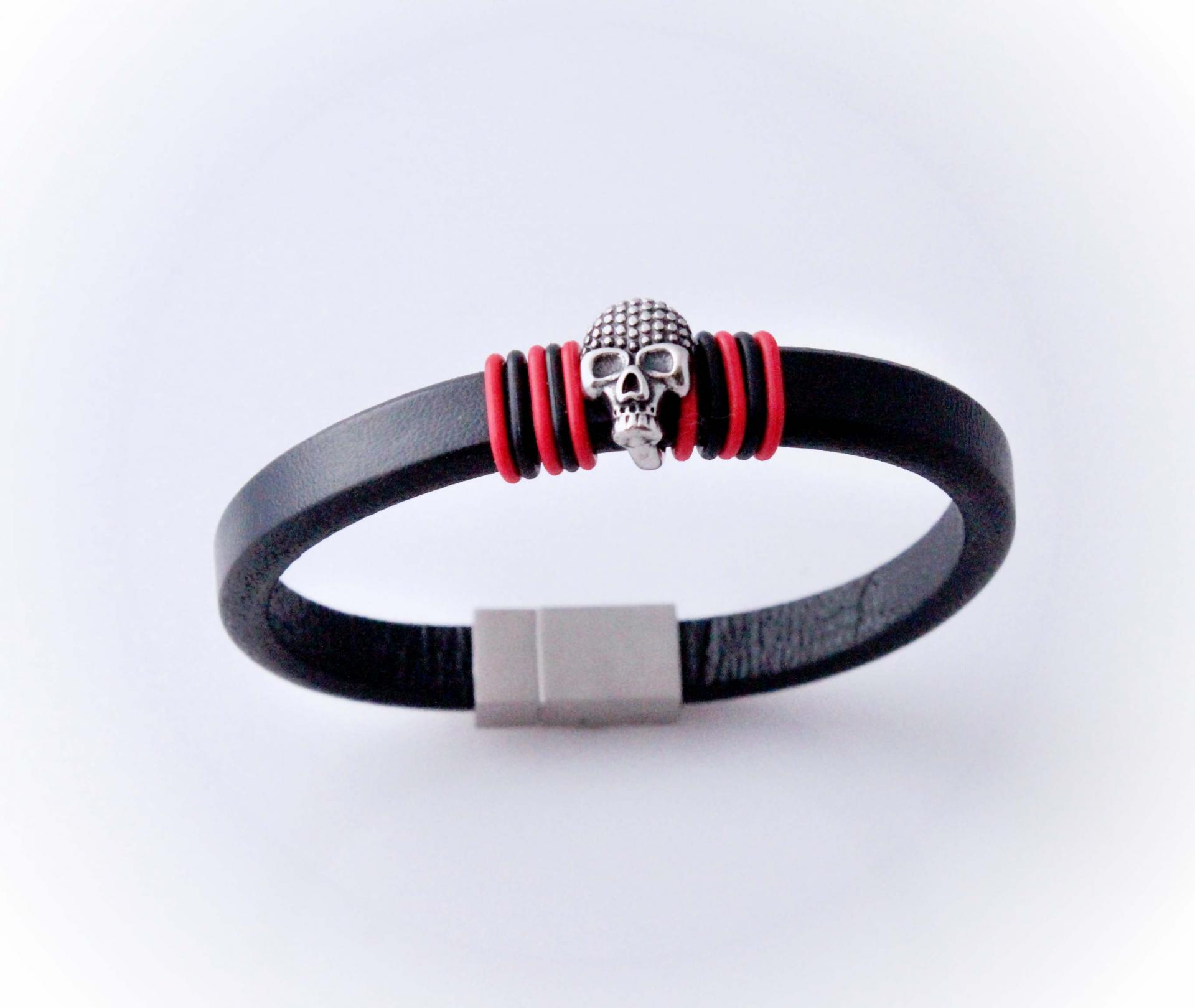 Skull Bracelet - Flat Leather - Customisable!