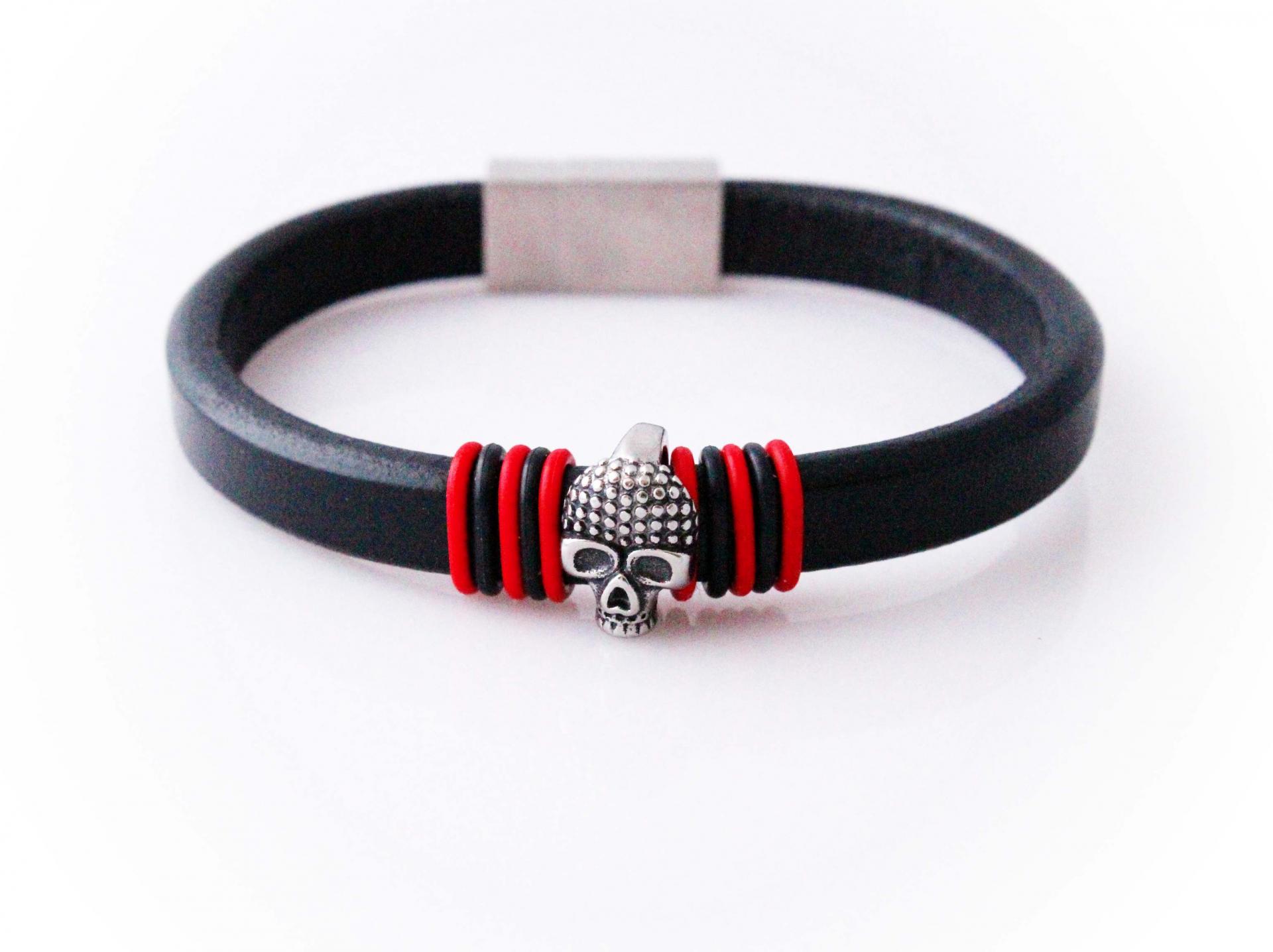 Skull Bracelet - Flat Leather - Customisable!