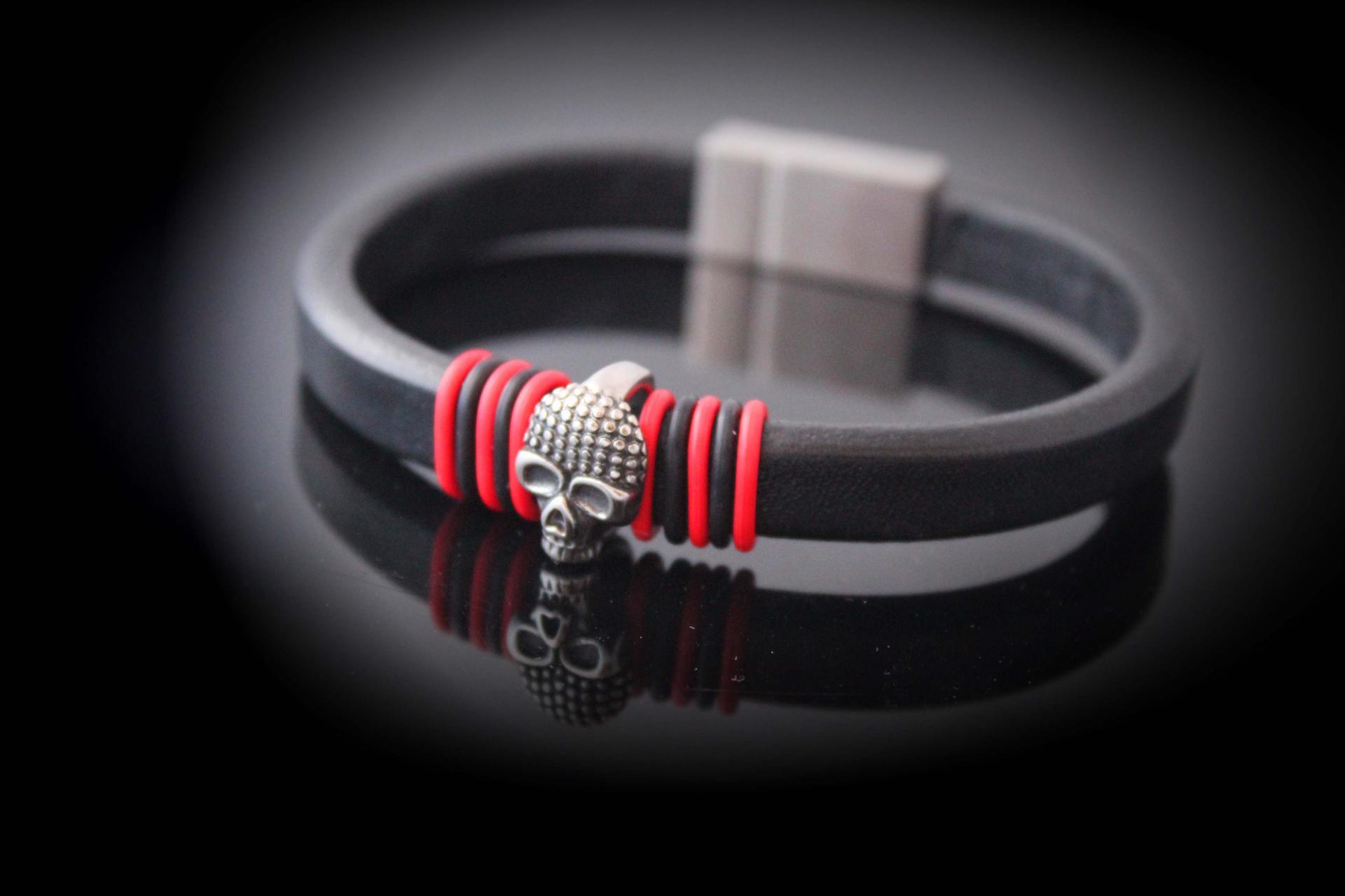 Skull Bracelet - Flat Leather - Customisable!