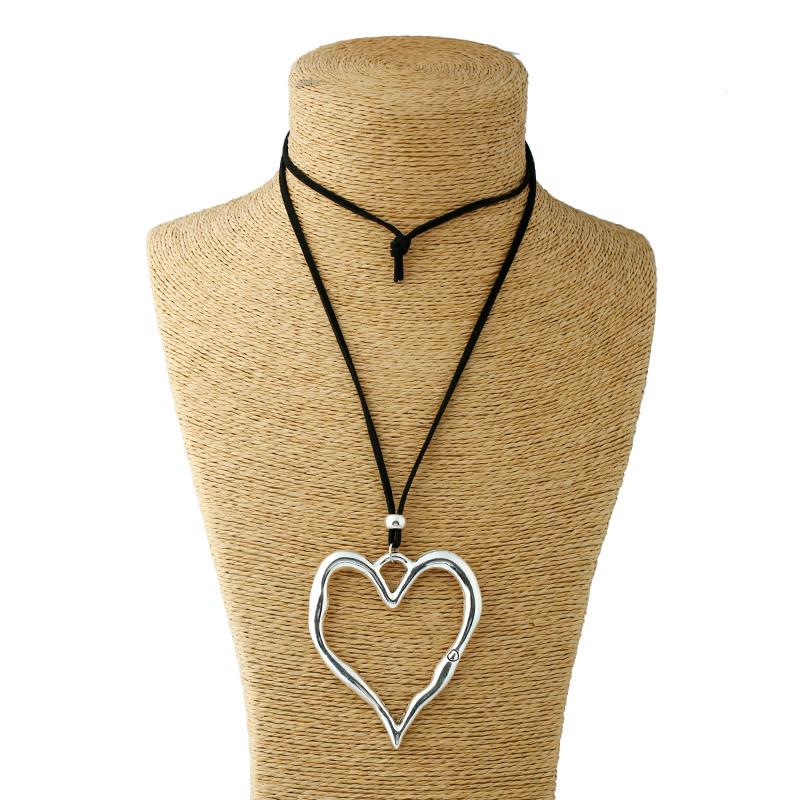 Heart Statement Long  Necklace - Abstract Design