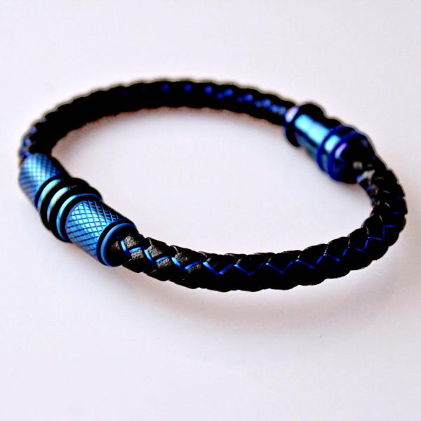 Electric Blue Contemporary Cutting Edge Leather Bracelet - Customise!