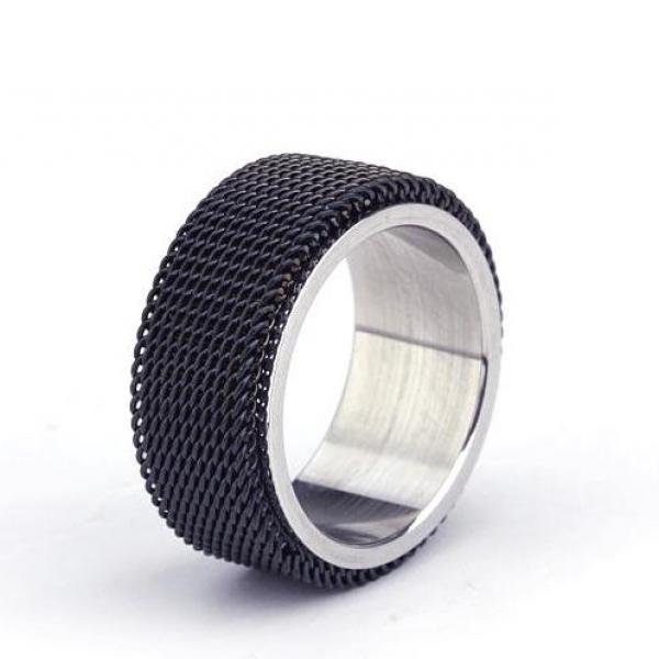 Mesh Ring Black or Silver Stainless Steel - Unisex